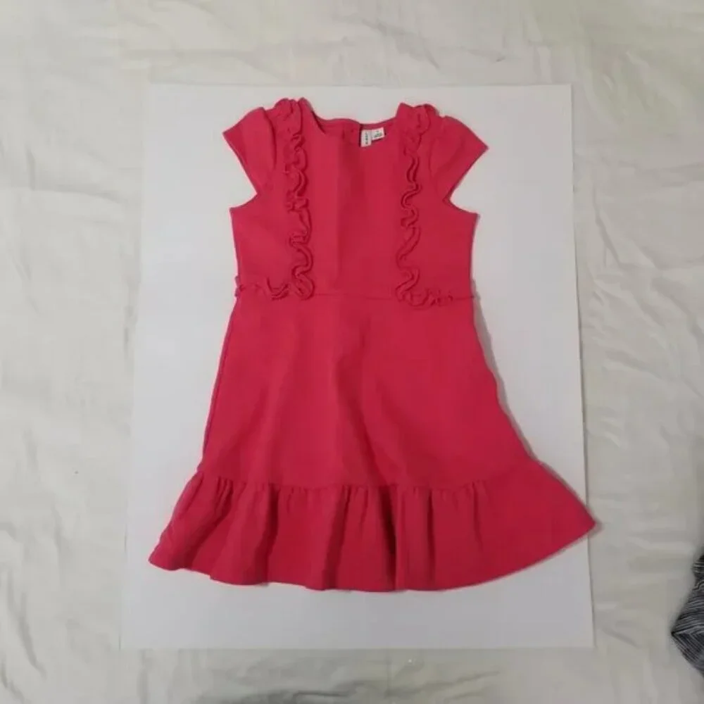 Janie and Jack pink going out dress with side ruffles size 6 (G3)